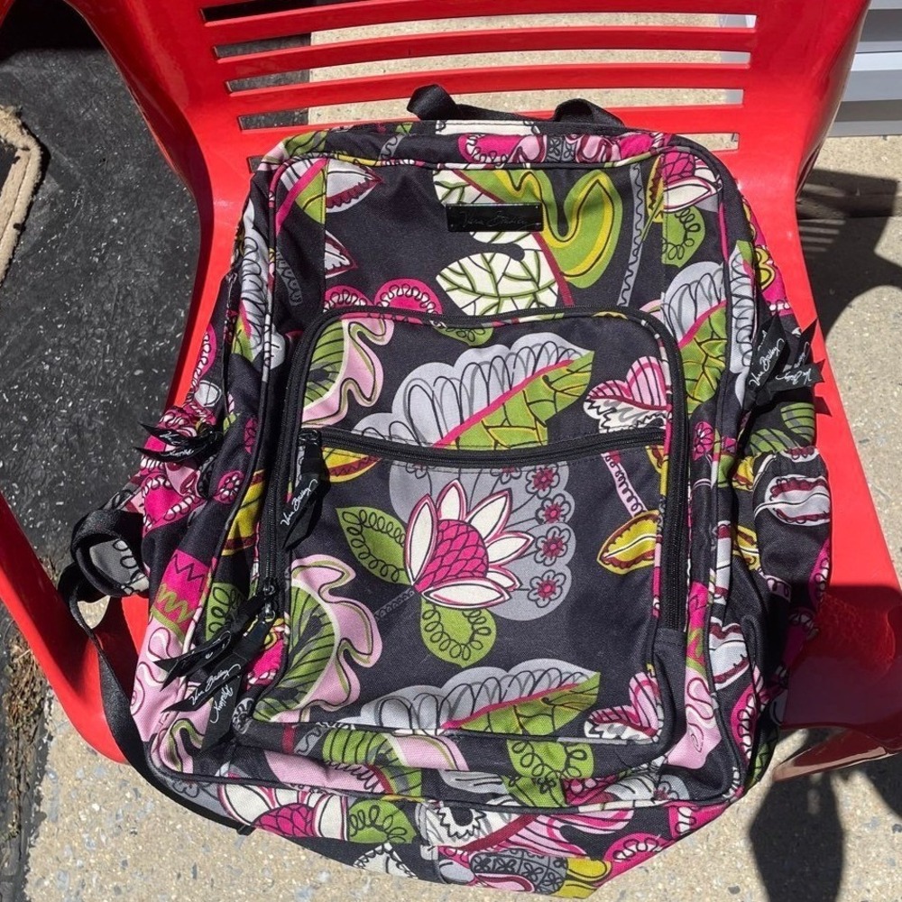 Vera Bradley Campus Backpack Rhythm and Blues Floral Quilted Cotton Laptop Bag